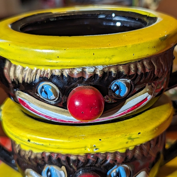 Vintage 50s Thames Redware Hand Painted Black Clown Face Lidded Teapot Japan INC - Picture 8 of 9